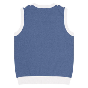 Stripe Knit Vest - White Vertical Nautical Blue Style - Dipaliz - Vests