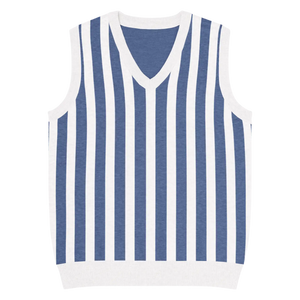 Nautical Stripe Knit Vest - Jacquard Detailing - Dipaliz - Vests