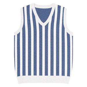 Stripe Knit Vest - White Vertical Nautical Blue Style - Dipaliz - s - Vests
