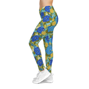 Leggings - Yellow Floral - Vibrant Yoga Everyday Style - Dipaliz
