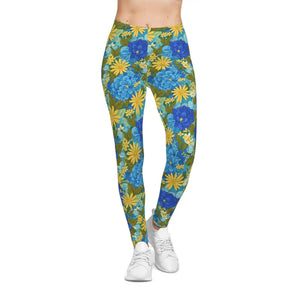 Leggings - Yellow Floral - Vibrant Yoga Everyday Style - Dipaliz Xs / Seam Thread Color Automatically Matched to Design