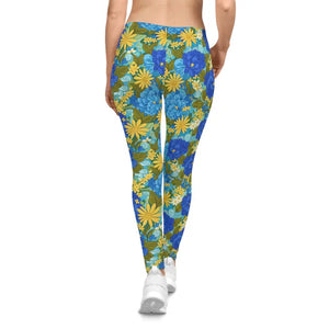 Leggings - Yellow Floral - Vibrant Yoga Everyday Style - Dipaliz