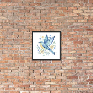 Framed Poster Bluebird with Flowers Matte Finish Dipaliz - Posters