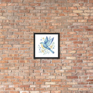 Framed Poster Bluebird with Flowers Matte Finish Dipaliz - Posters
