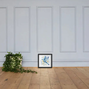 Framed Poster Bluebird with Flowers Matte Finish Dipaliz - Posters