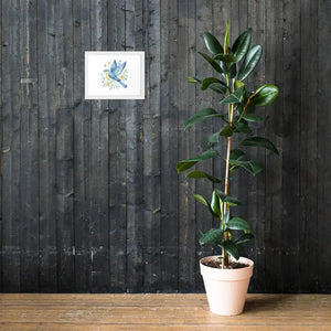 Framed Poster Bluebird with Flowers Matte Finish Dipaliz - Posters