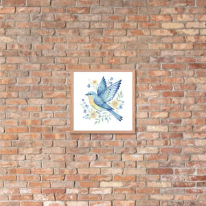 Framed Poster Bluebird with Flowers Matte Finish Dipaliz - Posters