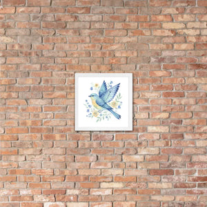 Framed Poster Bluebird with Flowers Matte Finish Dipaliz - Posters