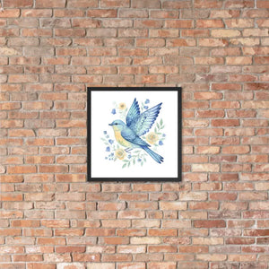 Framed Poster Bluebird with Flowers Matte Finish Dipaliz - Posters