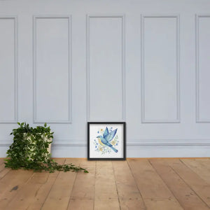 Framed Poster Bluebird with Flowers Matte Finish Dipaliz - Posters