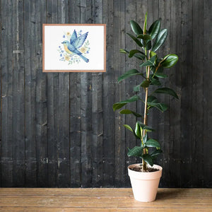 Framed Poster Bluebird with Flowers Matte Finish Dipaliz - Posters