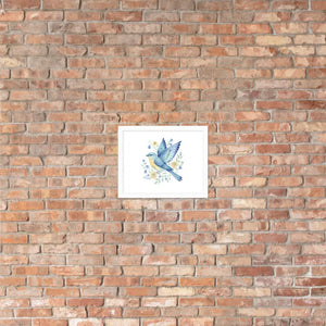 Framed Poster Bluebird with Flowers Matte Finish Dipaliz - Posters