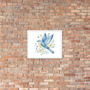 Framed Poster Bluebird with Flowers Matte Finish Dipaliz - Posters