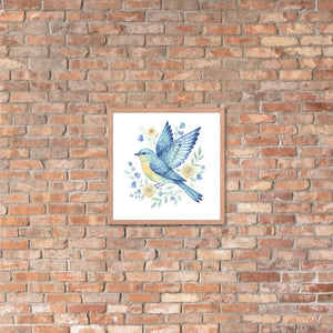 Framed Poster Bluebird with Flowers Matte Finish Dipaliz - Posters