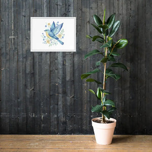 Framed Poster Bluebird with Flowers Matte Finish Dipaliz - Posters