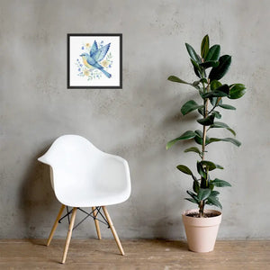Framed Poster Bluebird with Flowers Matte Finish Dipaliz - Black / 16″×16″ - Posters