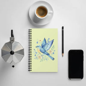 Fulfilled Notebooks Spiral Notebook Bluebird Flowers Design Dipaliz - Journals