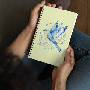 Fulfilled Notebooks Spiral Notebook Bluebird Flowers Design Dipaliz - Journals