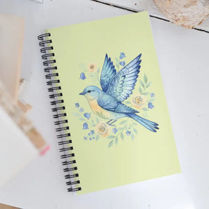 Fulfilled Notebooks Spiral Notebook Bluebird Flowers Design Dipaliz - Journals