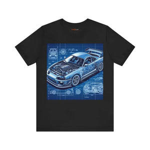 T-shirts - Jersey Short Sleeve Tee - Car Blueprint Unisex Cotton - Dipaliz