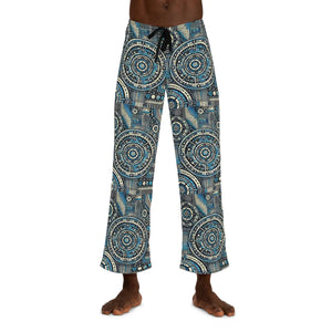 Bluish Geometrical Pattern Men’s Pajama Pants (aop) - Pajamas