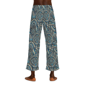 Bluish Geometrical Pattern Men’s Pajama Pants (aop) - Pajamas