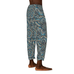 Bluish Geometrical Pattern Men’s Pajama Pants (aop) - Pajamas