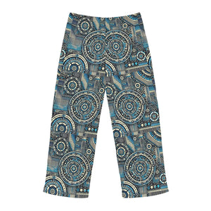 Bluish Geometrical Pattern Men’s Pajama Pants (aop) - Pajamas