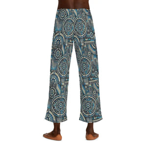 Pajamas - Bluish Geometrical Pajama Pants - Polyester Jersey Knit - Dipaliz