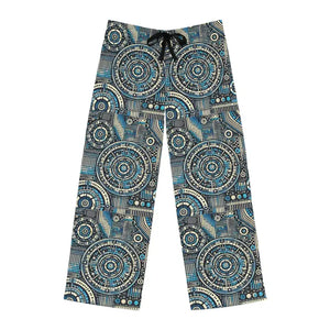 Bluish Geometrical Pajama Pants - Polyester Jersey Knit - Dipaliz - Xs / White Stitching - Pajamas