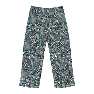 Pajamas - Bluish Geometrical Pajama Pants - Polyester Jersey Knit - Dipaliz