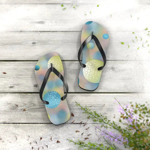 Bluish Green Abstract Flip Flops - Summer Comfort Style - Dipaliz - s / Black Sole - Slippers