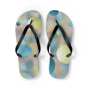 Bluish Green Abstract Flip Flops - Summer Comfort Style - Dipaliz - l / Black Sole - Slippers