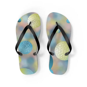 Bluish Green Abstract Flip Flops - Summer Comfort Style - Dipaliz - m / Black Sole - Slippers