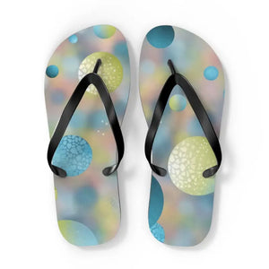 Bluish Green Abstract Flip Flops - Summer Comfort Style - Dipaliz - Xl / Black Sole - Slippers