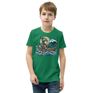 Youth Short Sleeve Tee Eye-catching Boat Waves Design - Dipaliz - Kelly / s - T-shirts
