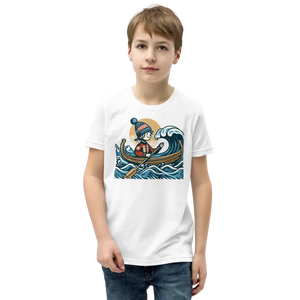 Youth Short Sleeve Tee Eye-catching Boat Waves Design - Dipaliz - White / s - T-shirts