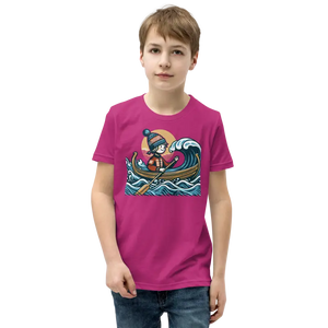 Youth Short Sleeve Tee Eye-catching Boat Waves Design - Dipaliz - Berry / s - T-shirts