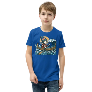 Youth Short Sleeve Tee Eye-catching Boat Waves Design - Dipaliz - True Royal / s - T-shirts