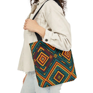 Vibrant Bohemian Canvas Tote - Geometric Pattern - Dipaliz - Shopping Totes