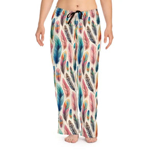 Women’s Pajama Pants - Bohemian Feather Print Stylish Cozy - Dipaliz - Xs / White Stitching - Pajamas