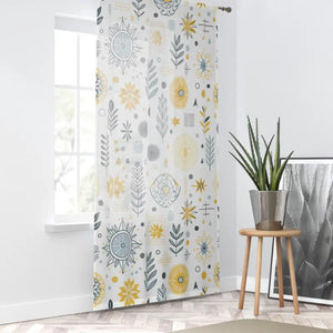 Bohemian Floral Window Curtain Plant Pattern - Stylish Decor - Dipaliz - Sheer / White / 50’’ × 84’’ - Curtains