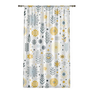 Bohemian Floral Window Curtain Plant Pattern - Stylish Decor - Dipaliz - Sheer / White / 50’’ × 84’’ - Curtains