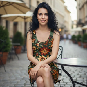 Vibrant Bohemian Floral Racerback – Summer Dress - Dipaliz - Dresses - Xs
