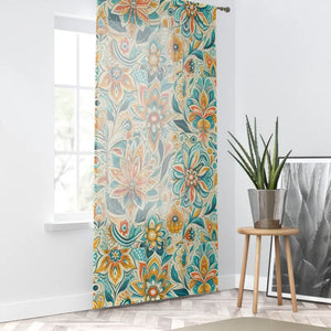 Bohemian Floral Window Curtain - Vibrant Home Decor - Dipaliz - Sheer / White / 50’’ × 84’’ - Curtains