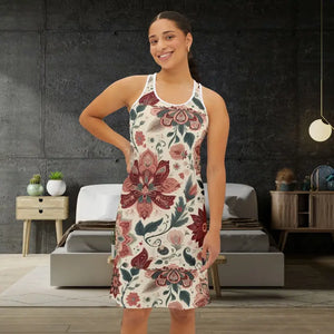 Floral Women Racerback Dress - Elegant Bohemian Summer Style - Dipaliz - Xs / White - Dresses
