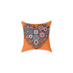 Boho Heart Square – Vibrant Pillow Decor - Dipaliz - Throw Pillows