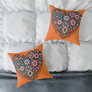 Boho Heart Square – Vibrant Pillow Decor - Dipaliz - Throw Pillows