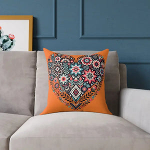 Vibrant Boho Heart Square Poly Canvas Pillow Decor - Dipaliz - Throw Pillows