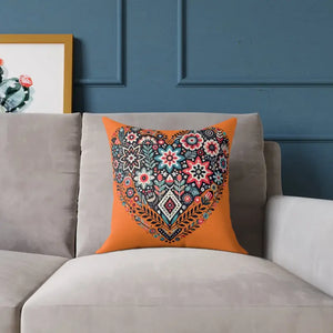 Vibrant Boho Heart Square Poly Canvas Pillow Decor - Dipaliz - 16’’ × - Throw Pillows